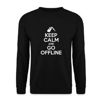 Keep Calm And Go Offline. Wandern Design - Unisex Pullover - Schwarz - Vorne - Alina (178cm) & Michal (187cm)
