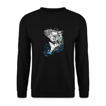 Springender Fisch - Unisex Pullover - Schwarz - Vorne - Alina (178cm) & Michal (187cm)