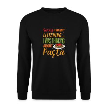 Penser aux pâtes Spaghetti Chef Cuisine italienne - Sweat-shirt Unisexe - noir - Devant - Alina (178cm) & Michal (187cm)