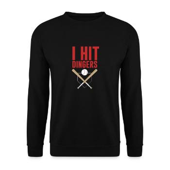 I Hit Dingers Baseball - Unisex Sweatshirt - black - Front - Alina (178cm) & Michal (187cm)
