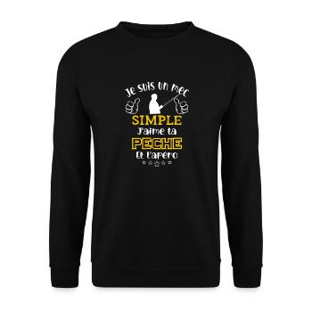 je suis un mec simple j'aime la pêche et l'apéro - Sweat-shirt Unisexe - noir - Devant - Alina (178cm) & Michal (187cm)
