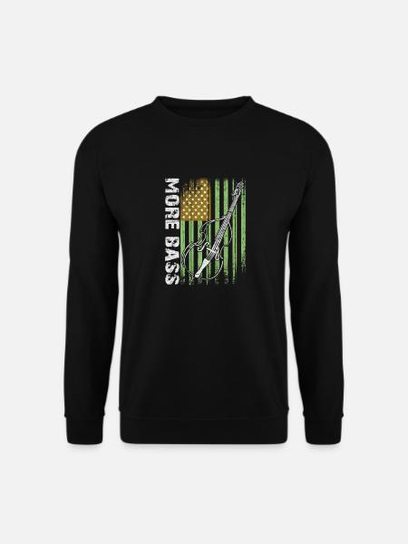 Mehr Bass Kontrabass mit amerikanischer Flagge - Unisex Pullover - Schwarz