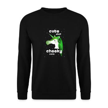 Green Unicorn Cute cheeky - Unisex Pullover - Schwarz - Vorne - Alina (178cm) & Michal (187cm)