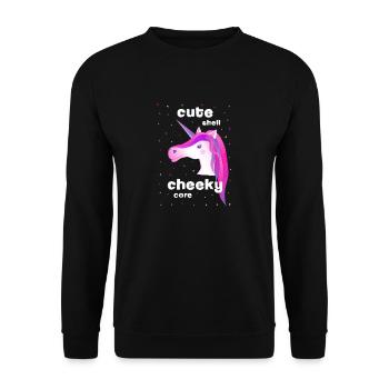 pink unicorn cute cheeky - Unisex Sweatshirt - black - Front - Alina (178cm) & Michal (187cm)