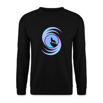 Der Wolf, der den Mond in der Galaxie anheult - Unisex Pullover - Schwarz - Vorne - Alina (178cm) & Michal (187cm)