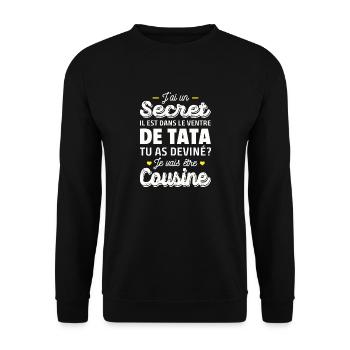 Secret / je vais être cousine / future cousine - Sweat-shirt Unisexe - noir - Devant - Alina (178cm) & Michal (187cm)