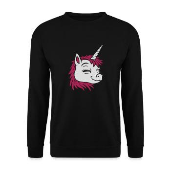 Visage comique licorne heureuse - Sweat-shirt Unisexe - noir - Devant - Alina (178cm) & Michal (187cm)
