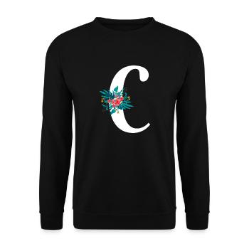 letter C flowery - Unisex Sweatshirt - black - Front - Alina (178cm) & Michal (187cm)