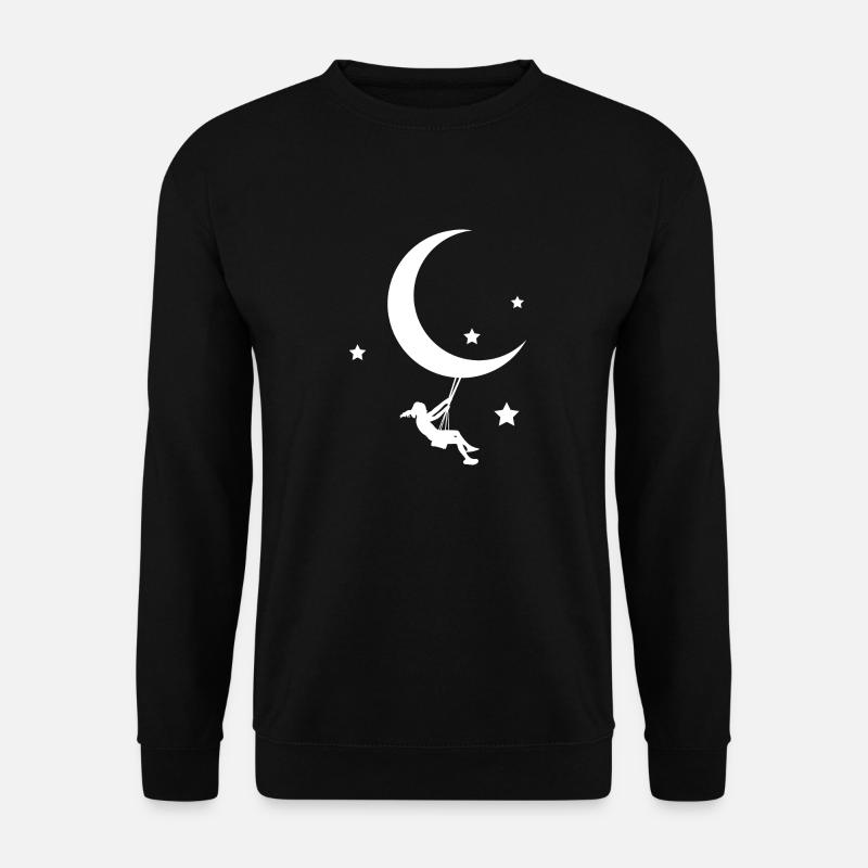 Mann im Mond Sterne Universum - Unisex Pullover - Schwarz