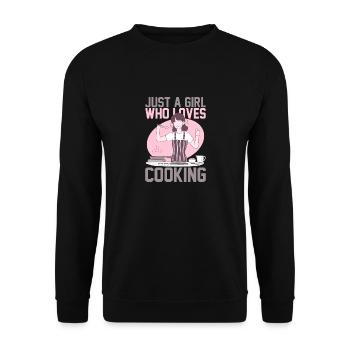 JUST A GIRL WHO LOVES COOKING - Unisex Sweatshirt - black - Front - Alina (178cm) & Michal (187cm)
