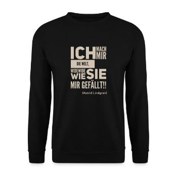 Ich mach mir die Welt widewide wie sie mir gefällt - Unisex Pullover - Schwarz - Vorne - Alina (178cm) & Michal (187cm)