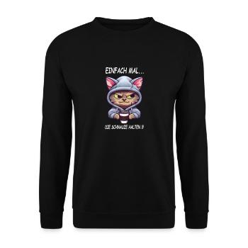 Einfach mal - die Schnauze halten Kaffee Spruch - Unisex Pullover - Schwarz - Vorne - Alina (178cm) & Michal (187cm)