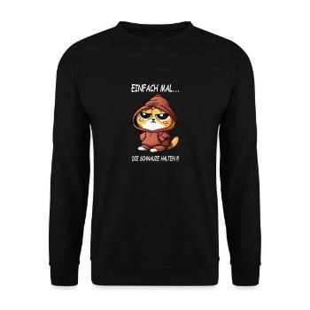 Einfach mal - die Schnauze halten Kaffee Spruch - Unisex Pullover - Schwarz - Vorne - Alina (178cm) & Michal (187cm)