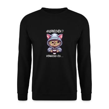 Ansprechen - Vergiss es Kaffee Spruch Katzen - Unisex Pullover - Schwarz - Vorne - Alina (178cm) & Michal (187cm)