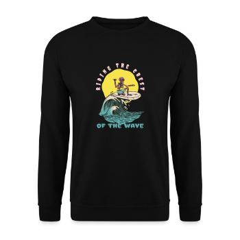 Riding The Crest Of The Wave Cool Retro Surfer - Unisex Sweatshirt - black - Front - Alina (178cm) & Michal (187cm)