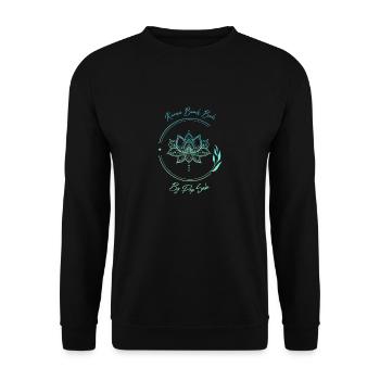 Karma Beach Blaue Lotusblume - Unisex Pullover - Schwarz - Vorne - Alina (178cm) & Michal (187cm)