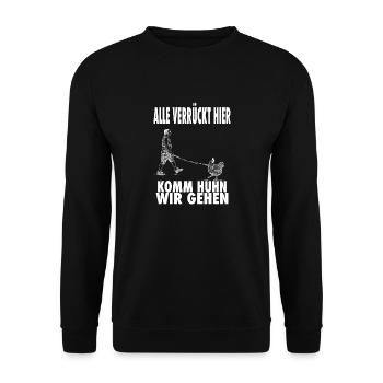 Alle verrückt hier - Unisex Pullover - Schwarz - Vorne - Alina (178cm) & Michal (187cm)