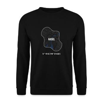 Kassel Karte mit Koordinaten - Unisex Pullover - Schwarz - Vorne - Alina (178cm) & Michal (187cm)