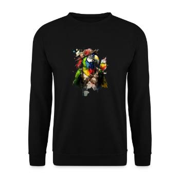 Pirate perroquet cool avec de la bière. - Sweat-shirt Unisexe - noir - Devant - Alina (178cm) & Michal (187cm)