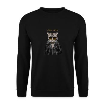 bleib locker - Unisex Pullover - Schwarz - Vorne - Alina (178cm) & Michal (187cm)