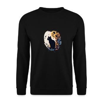 Große schwarze Katze - Unisex Pullover - Schwarz - Vorne - Alina (178cm) & Michal (187cm)