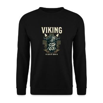 Wikinger - Sohn des Odin Design - Unisex Pullover - Schwarz - Vorne - Alina (178cm) & Michal (187cm)