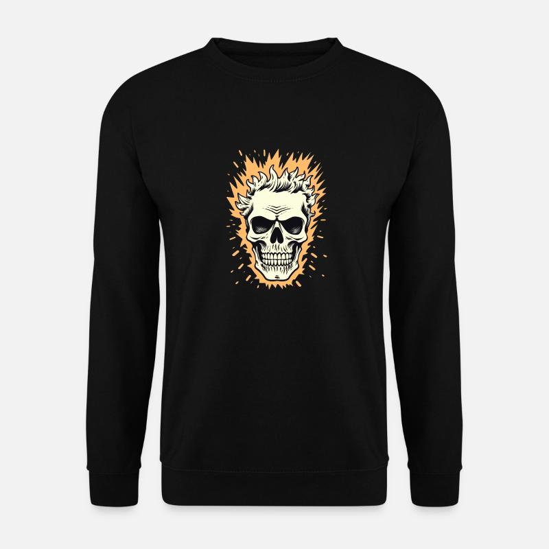 Flammen-Schädel - Unisex Pullover - Schwarz