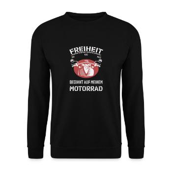 Bike Biker Motorradfahrer Freiheit Motorrad - Unisex Pullover - Schwarz - Vorne - Alina (178cm) & Michal (187cm)