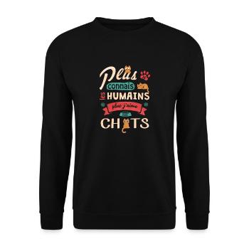 J aime mes chats - Sweat-shirt Unisexe - noir - Devant - Alina (178cm) & Michal (187cm)