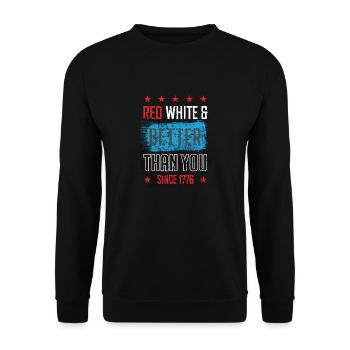4. Juli Rot, weiß und besser als du seit 1776 - Unisex Pullover - Schwarz - Vorne - Alina (178cm) & Michal (187cm)