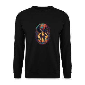 Holding hands in space Love Romantic - Unisex Sweatshirt - black - Front - Alina (178cm) & Michal (187cm)
