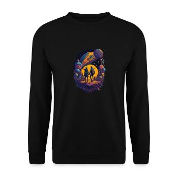 Love Space Holding Hands Lover Gift - Unisex Sweatshirt - black - Front - Alina (178cm) & Michal (187cm)