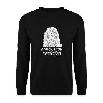 Kambodscha Tempel Khmer Vintage Flagge I Geschenk - Unisex Pullover - Schwarz - Vorne - Alina (178cm) & Michal (187cm)