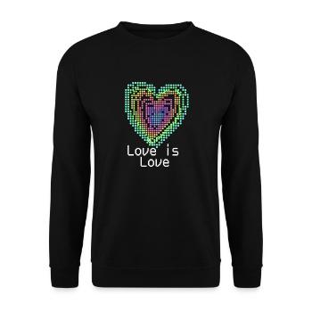 Herz, 3d, Computerherz, regenbogen, bunt - Unisex Pullover - Schwarz - Vorne - Alina (178cm) & Michal (187cm)