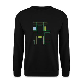 Carres et lignes en verte minimaliste tendance - Sweat-shirt Unisexe - noir - Devant - Alina (178cm) & Michal (187cm)