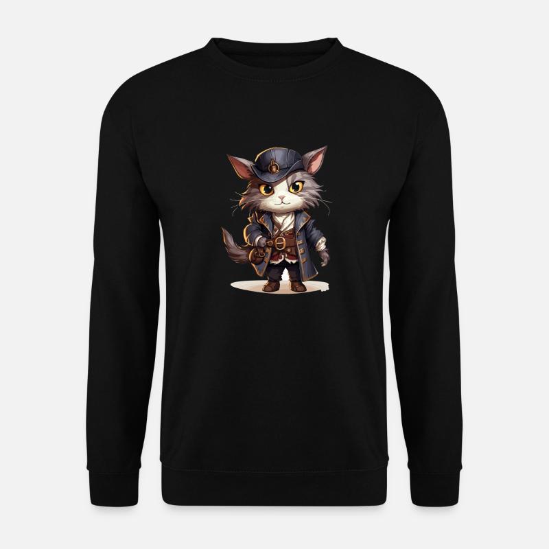 Katze Pirat - Unisex Pullover - Schwarz