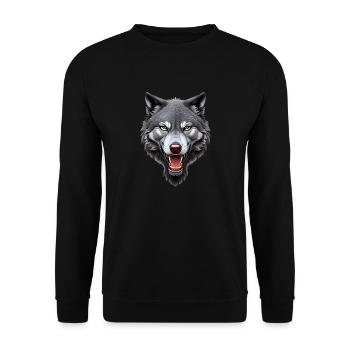 wolf - Unisex Sweatshirt - black - Front - Alina (178cm) & Michal (187cm)