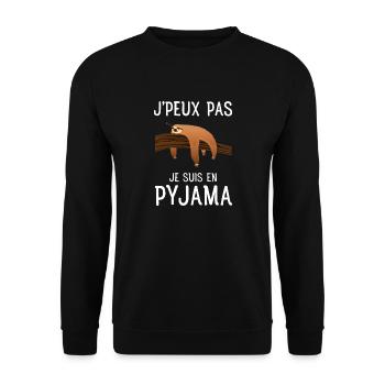 J'peux Pas Je Suis En Pyjama Paresseux - Sweat-shirt Unisexe - noir - Devant - Alina (178cm) & Michal (187cm)