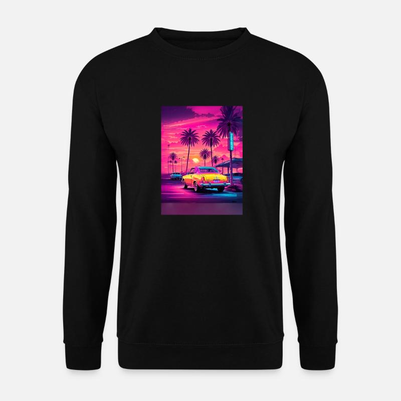 Neon Car at Sunset - Unisex Pullover - Schwarz