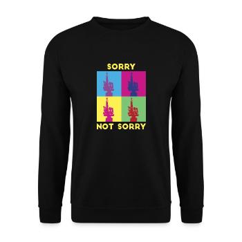 Désolé pas désolé. Design ironique et amusant - Sweat-shirt Unisexe - noir - Devant - Alina (178cm) & Michal (187cm)