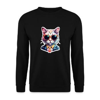 Cat Bezel - Cute Watercolor - Unisex Sweatshirt - black - Front - Alina (178cm) & Michal (187cm)