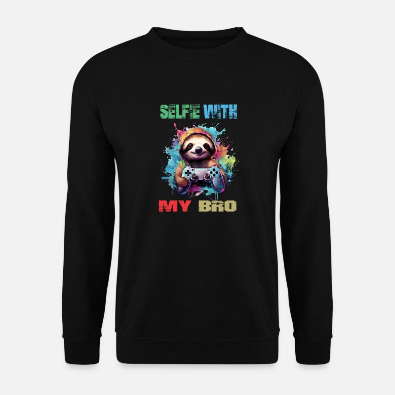 Witziges Gamer & Zocker Design mit Faultier - Unisex Pullover - Schwarz