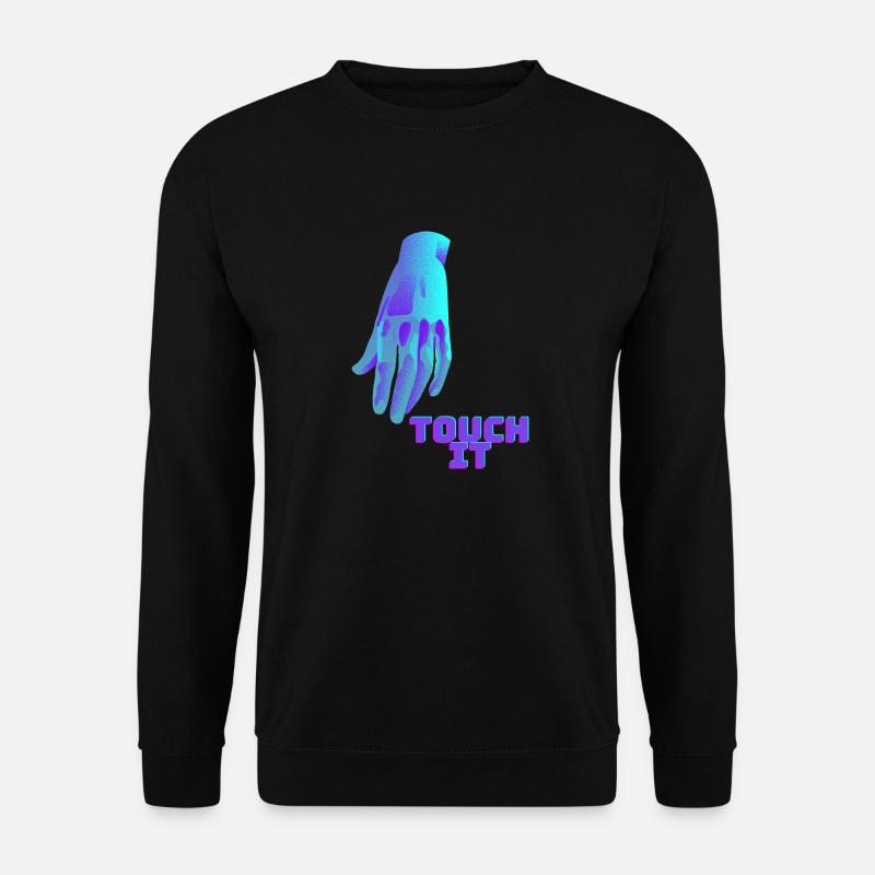 Touch It - blaue Hand - Unisex Pullover - Schwarz