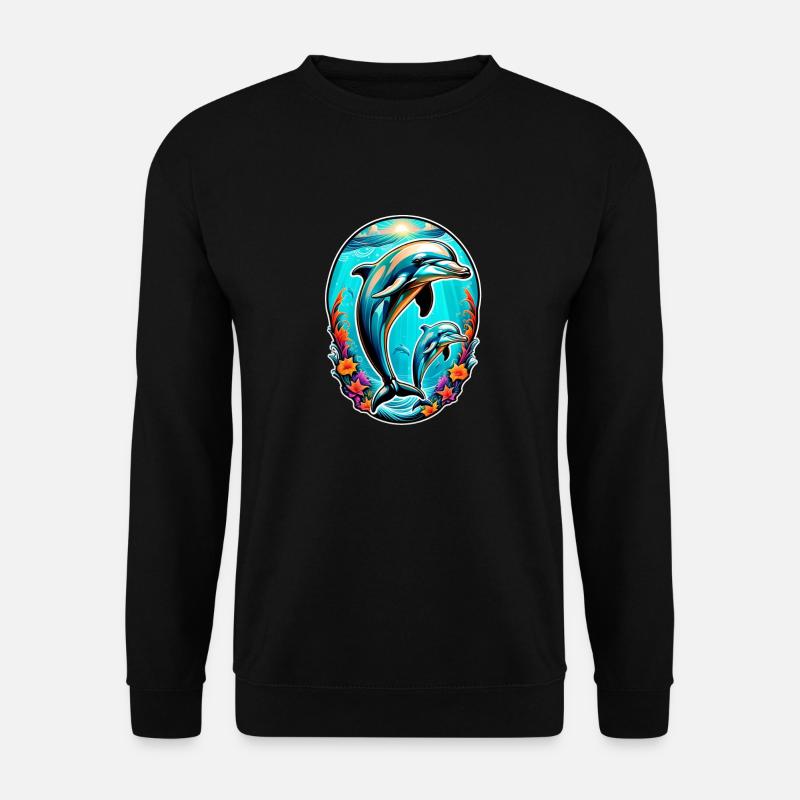 Delfin & Ozean - Unisex Pullover - Schwarz