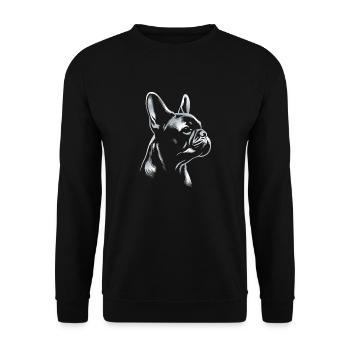 Bouledogue Français dessin tête argent - Sweat-shirt Unisexe - noir - Devant - Alina (178cm) & Michal (187cm)