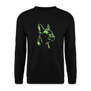 Bouledogue Français dessin tête vert - Sweat-shirt Unisexe - noir - Devant - Alina (178cm) & Michal (187cm)