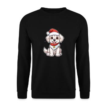 Dog with Christmas Hat - Unisex Sweatshirt - black - Front - Alina (178cm) & Michal (187cm)
