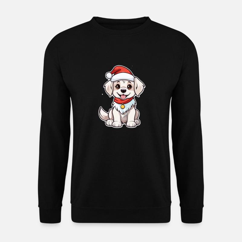 Dog with Christmas Hat - Unisex Sweatshirt - black