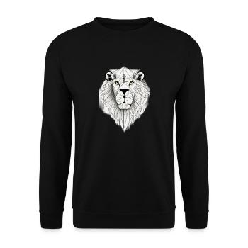 Geometrischer Löwe - Unisex Pullover - Schwarz - Vorne - Alina (178cm) & Michal (187cm)