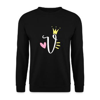 Letter V Initial Letter Crown - Unisex Sweatshirt - black - Front - Alina (178cm) & Michal (187cm)